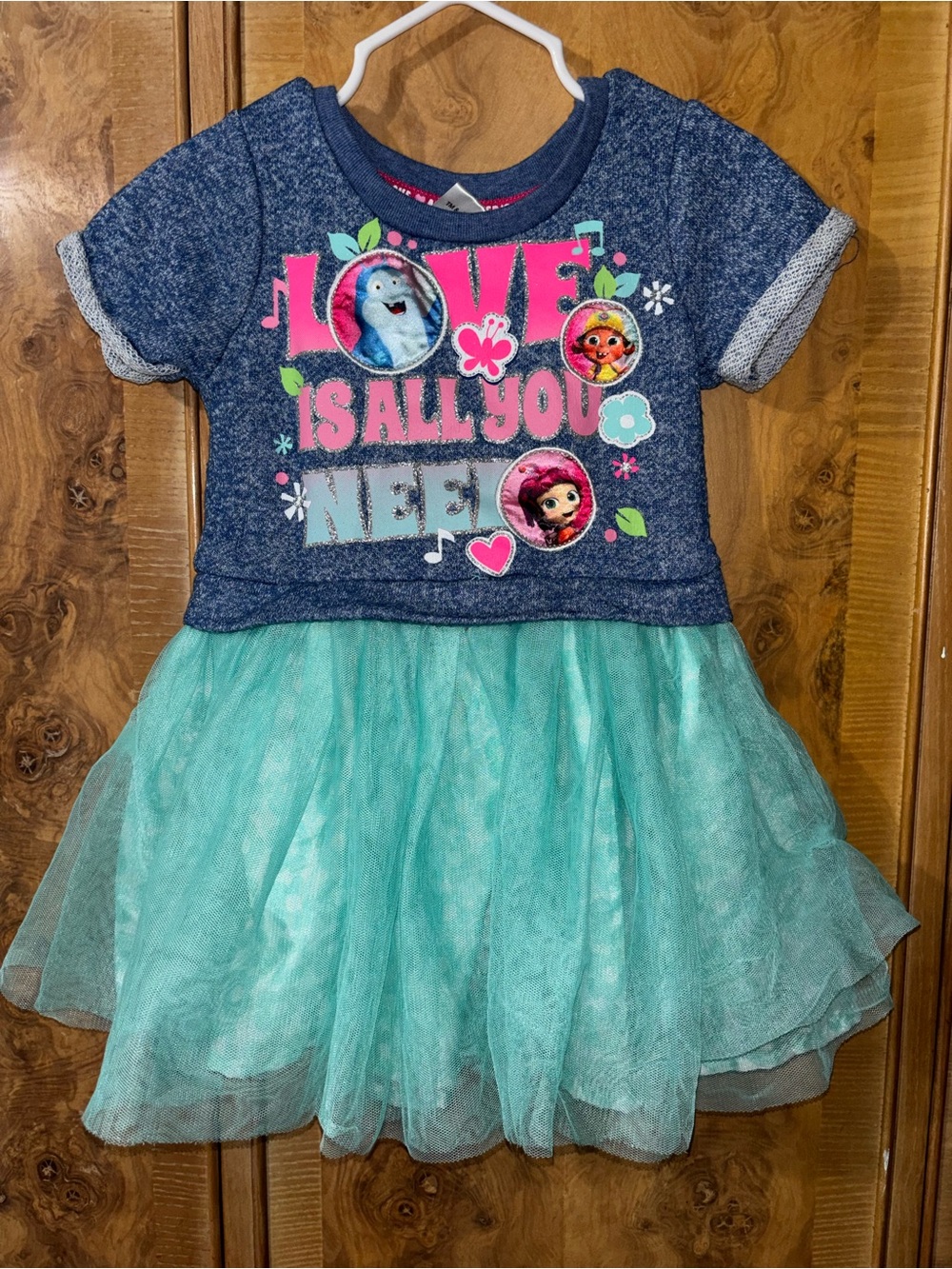 Blue & Teal Girls' Tulle Dress - 'Love Is All You Need' size 2T